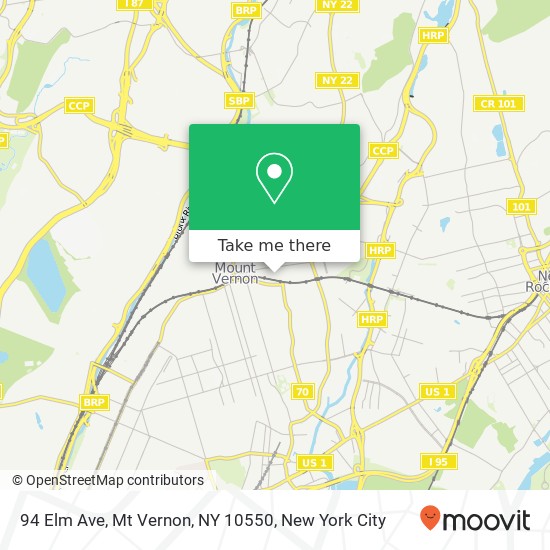 Mapa de 94 Elm Ave, Mt Vernon, NY 10550