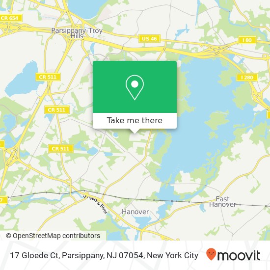 Mapa de 17 Gloede Ct, Parsippany, NJ 07054