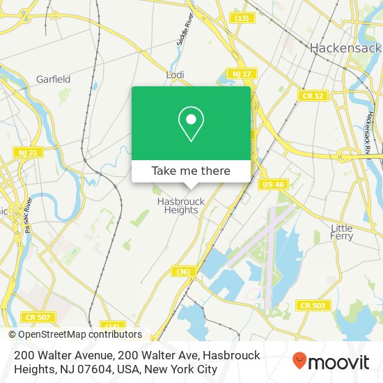 200 Walter Avenue, 200 Walter Ave, Hasbrouck Heights, NJ 07604, USA map