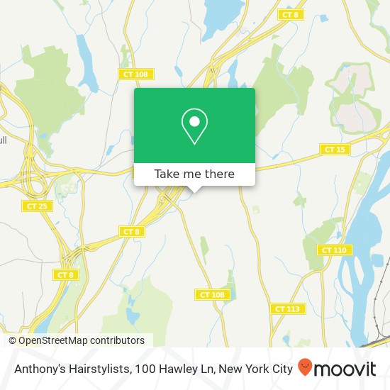 Mapa de Anthony's Hairstylists, 100 Hawley Ln