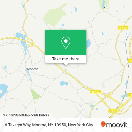 Mapa de 6 Teverya Way, Monroe, NY 10950