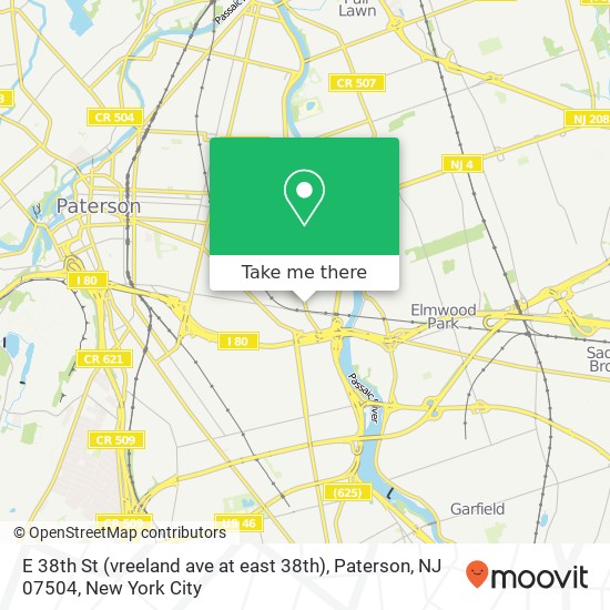 Mapa de E 38th St (vreeland ave at east 38th), Paterson, NJ 07504