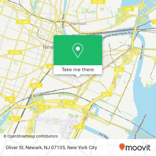 Mapa de Oliver St, Newark, NJ 07105