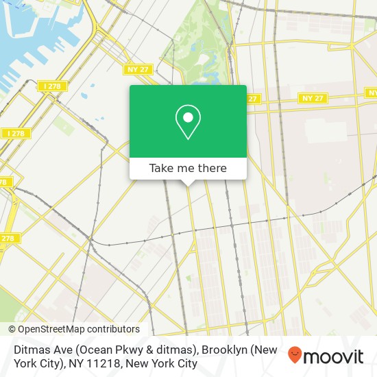 Mapa de Ditmas Ave (Ocean Pkwy & ditmas), Brooklyn (New York City), NY 11218