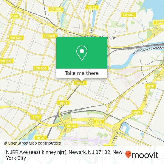 Mapa de NJRR Ave (east kinney njrr), Newark, NJ 07102