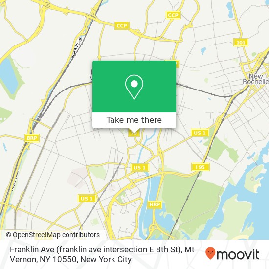 Franklin Ave (franklin ave intersection E 8th St), Mt Vernon, NY 10550 map