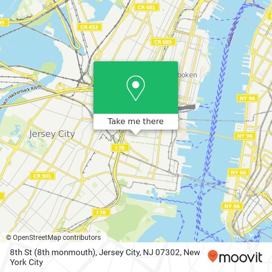 Mapa de 8th St (8th monmouth), Jersey City, NJ 07302