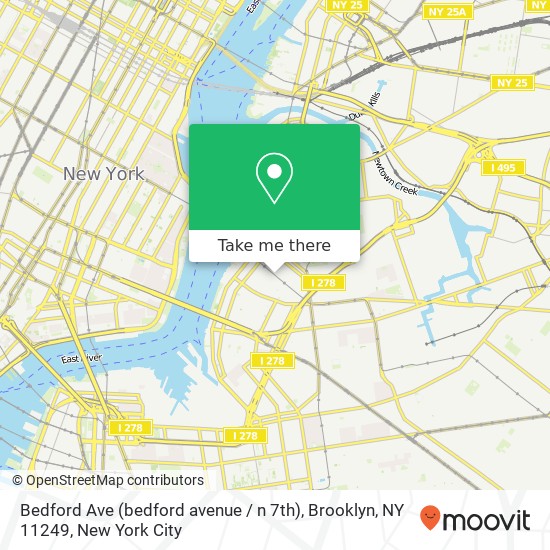 Mapa de Bedford Ave (bedford avenue / n 7th), Brooklyn, NY 11249