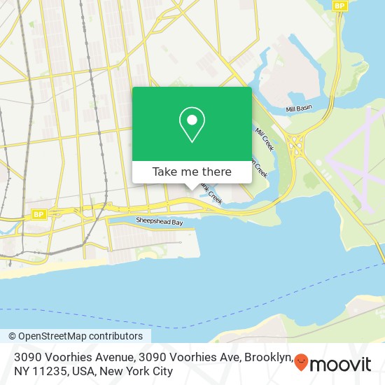 Mapa de 3090 Voorhies Avenue, 3090 Voorhies Ave, Brooklyn, NY 11235, USA