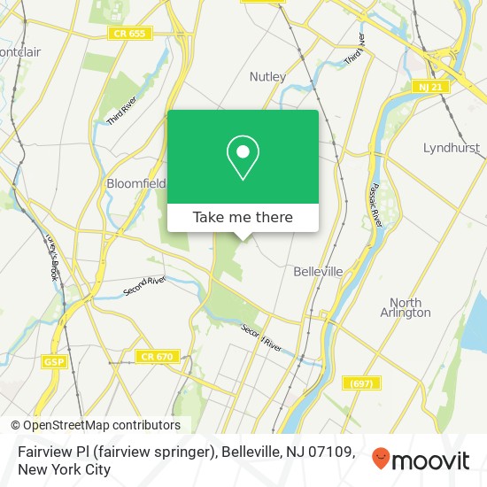 Mapa de Fairview Pl (fairview springer), Belleville, NJ 07109