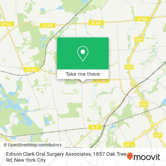 Edison Clark Oral Surgery Associates, 1857 Oak Tree Rd map