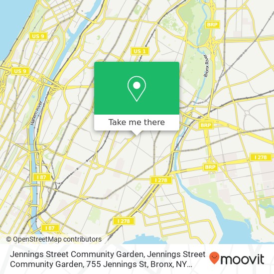 Mapa de Jennings Street Community Garden, Jennings Street Community Garden, 755 Jennings St, Bronx, NY 10459, USA