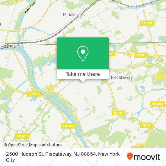 Mapa de 2500 Hudson St, Piscataway, NJ 08854