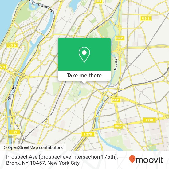 Mapa de Prospect Ave (prospect ave intersection 175th), Bronx, NY 10457