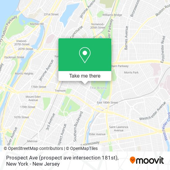 Mapa de Prospect Ave (prospect ave intersection 181st)