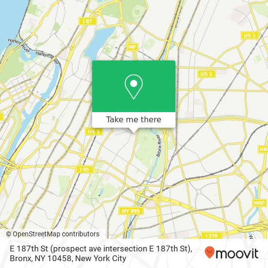 Mapa de E 187th St (prospect ave intersection E 187th St), Bronx, NY 10458