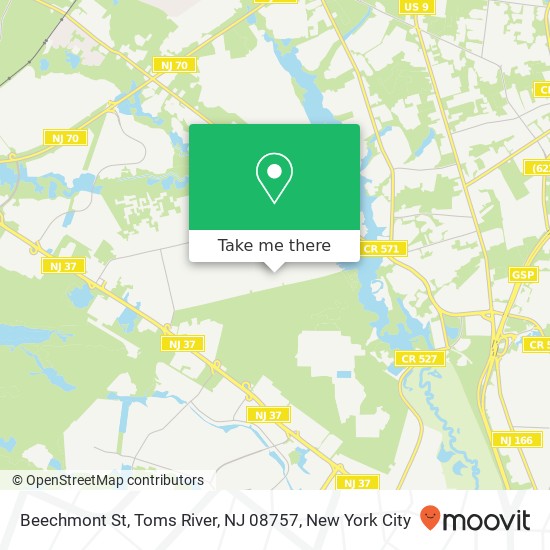 Mapa de Beechmont St, Toms River, NJ 08757