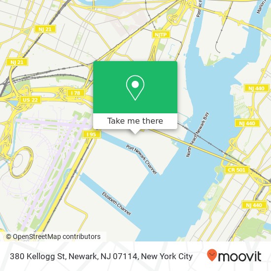 Mapa de 380 Kellogg St, Newark, NJ 07114