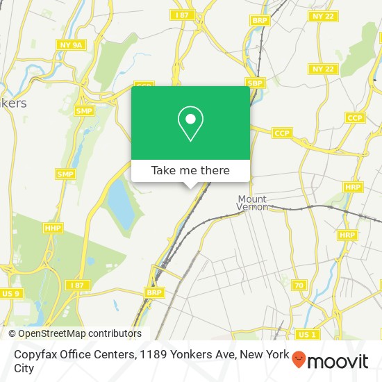 Mapa de Copyfax Office Centers, 1189 Yonkers Ave