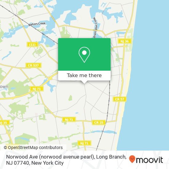 Mapa de Norwood Ave (norwood avenue pearl), Long Branch, NJ 07740