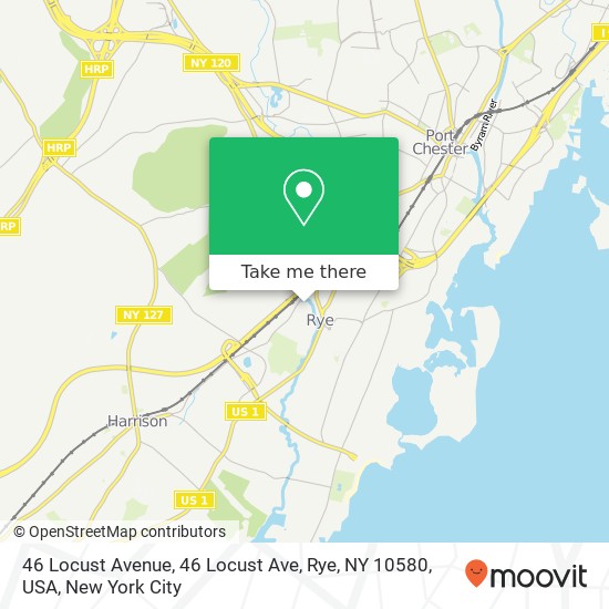 Mapa de 46 Locust Avenue, 46 Locust Ave, Rye, NY 10580, USA