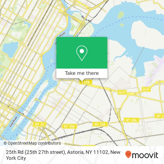 Mapa de 25th Rd (25th 27th street), Astoria, NY 11102