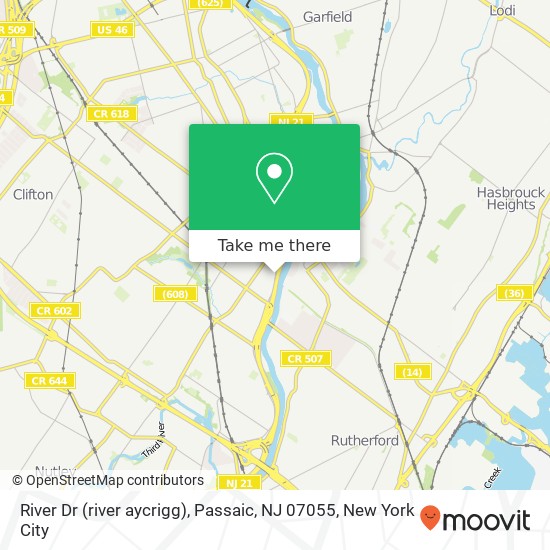 Mapa de River Dr (river aycrigg), Passaic, NJ 07055