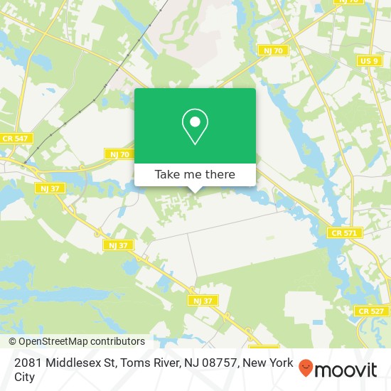 Mapa de 2081 Middlesex St, Toms River, NJ 08757