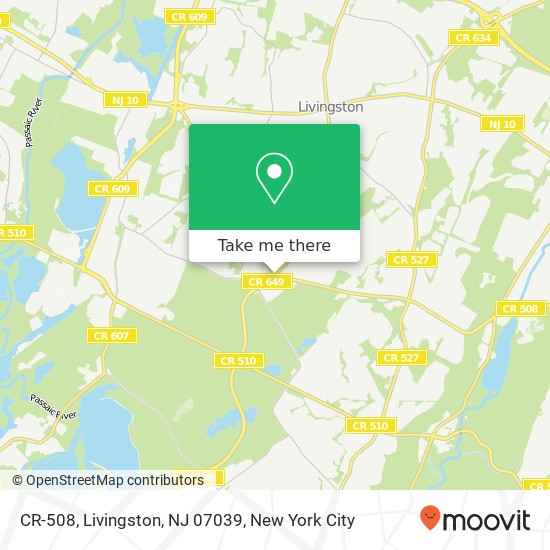 Mapa de CR-508, Livingston, NJ 07039