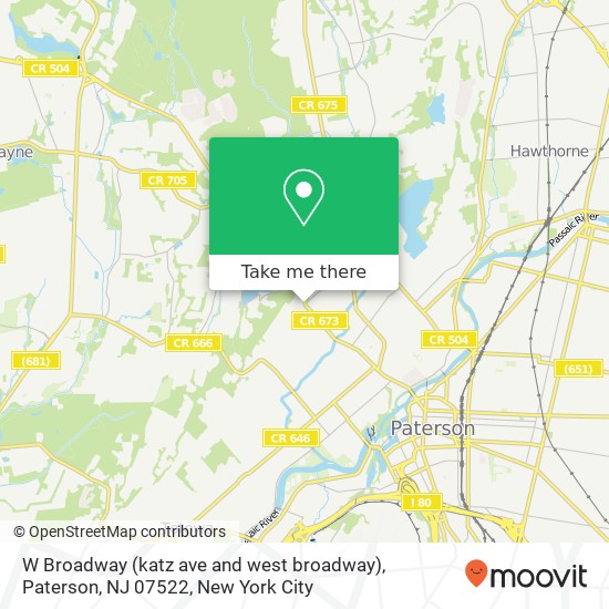 Mapa de W Broadway (katz ave and west broadway), Paterson, NJ 07522