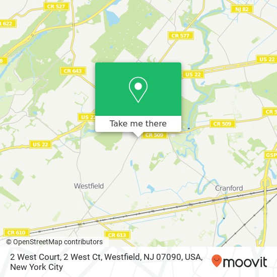 Mapa de 2 West Court, 2 West Ct, Westfield, NJ 07090, USA