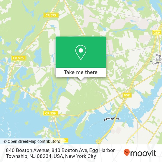 Mapa de 840 Boston Avenue, 840 Boston Ave, Egg Harbor Township, NJ 08234, USA