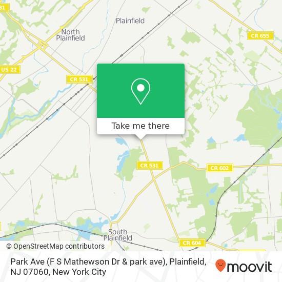 Park Ave (F S Mathewson Dr & park ave), Plainfield, NJ 07060 map