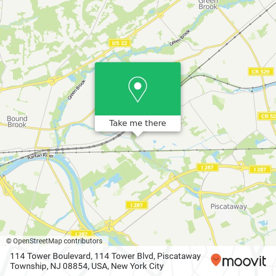 Mapa de 114 Tower Boulevard, 114 Tower Blvd, Piscataway Township, NJ 08854, USA