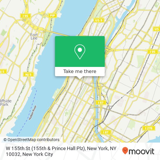 Mapa de W 155th St (155th & Prince Hall Plz), New York, NY 10032