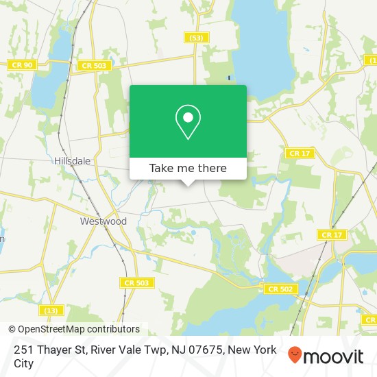 Mapa de 251 Thayer St, River Vale Twp, NJ 07675