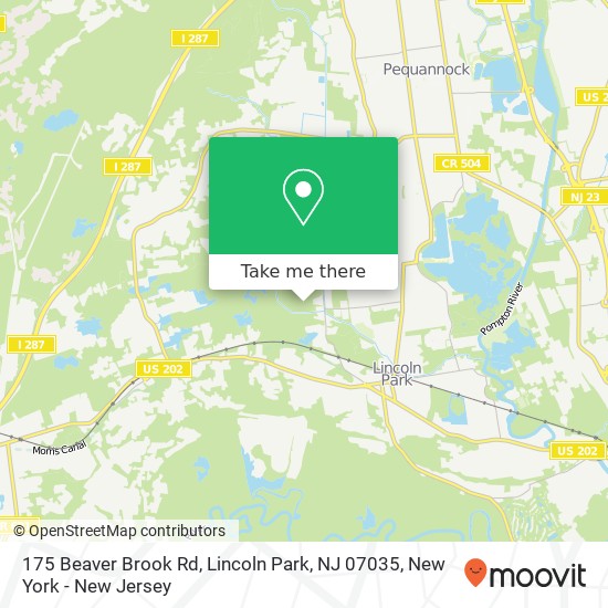 Mapa de 175 Beaver Brook Rd, Lincoln Park, NJ 07035