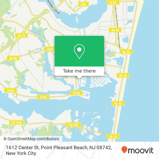 Mapa de 1612 Center St, Point Pleasant Beach, NJ 08742