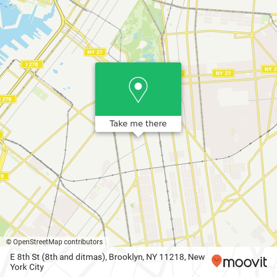 Mapa de E 8th St (8th and ditmas), Brooklyn, NY 11218