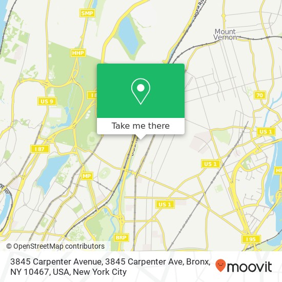 3845 Carpenter Avenue, 3845 Carpenter Ave, Bronx, NY 10467, USA map