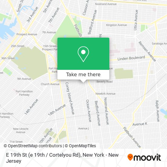 Mapa de E 19th St (e 19th / Cortelyou Rd)