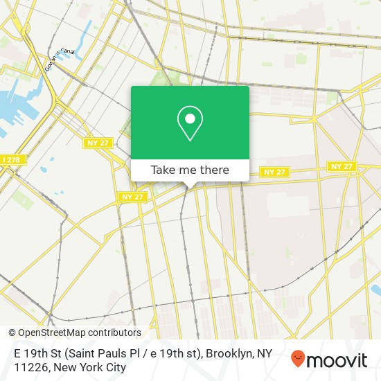 Mapa de E 19th St (Saint Pauls Pl / e 19th st), Brooklyn, NY 11226