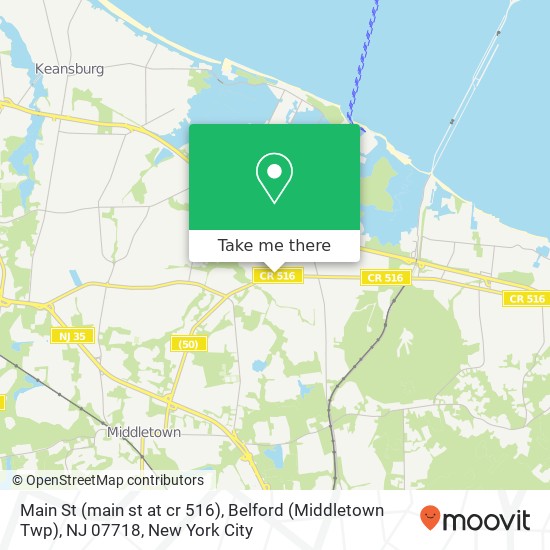 Mapa de Main St (main st at cr 516), Belford (Middletown Twp), NJ 07718