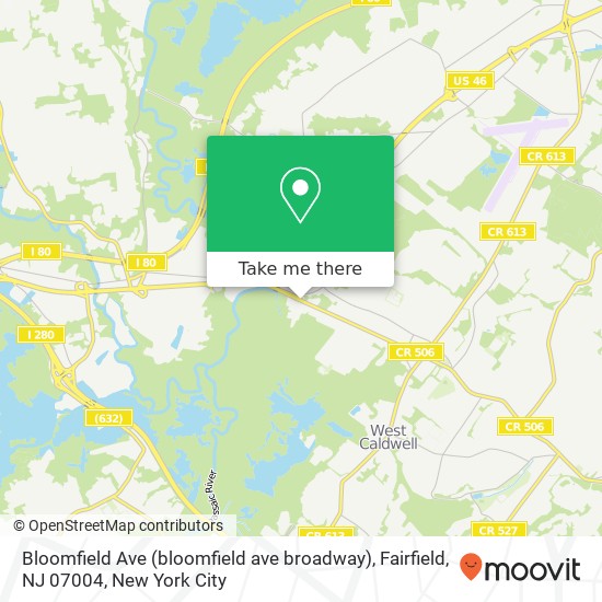 Mapa de Bloomfield Ave (bloomfield ave broadway), Fairfield, NJ 07004
