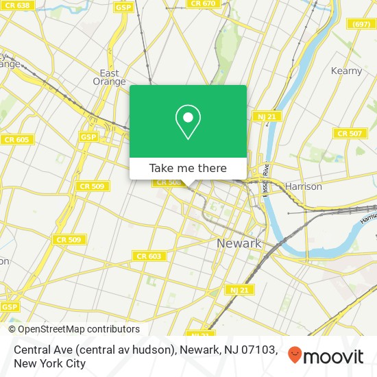 Central Ave (central av hudson), Newark, NJ 07103 map