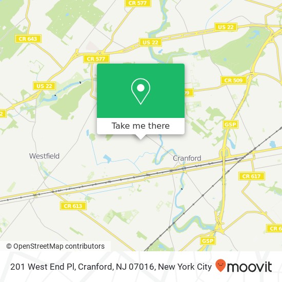 201 West End Pl, Cranford, NJ 07016 map