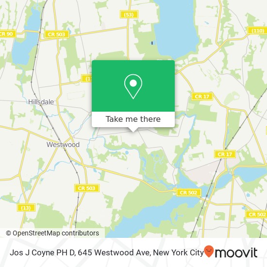 Mapa de Jos J Coyne PH D, 645 Westwood Ave