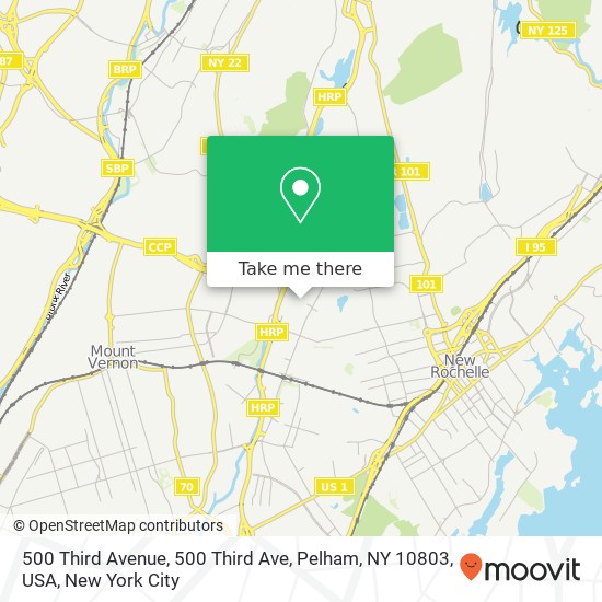 Mapa de 500 Third Avenue, 500 Third Ave, Pelham, NY 10803, USA