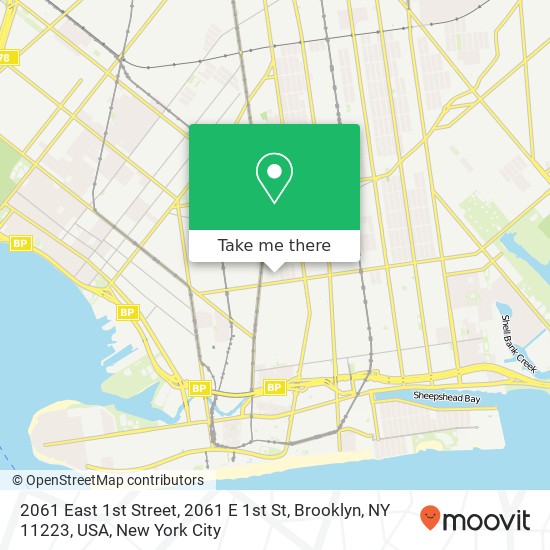 2061 East 1st Street, 2061 E 1st St, Brooklyn, NY 11223, USA map