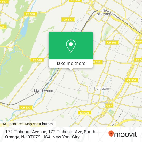 172 Tichenor Avenue, 172 Tichenor Ave, South Orange, NJ 07079, USA map